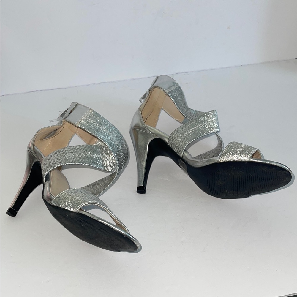 Qupid Silver Strappy Women's Sandals - Picture 2 of 5